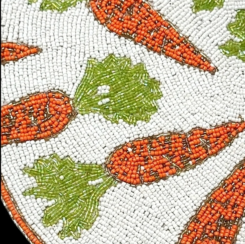 Spring Summer Farmhouse Carrot Beaded Charger Placemat Centerpiece New